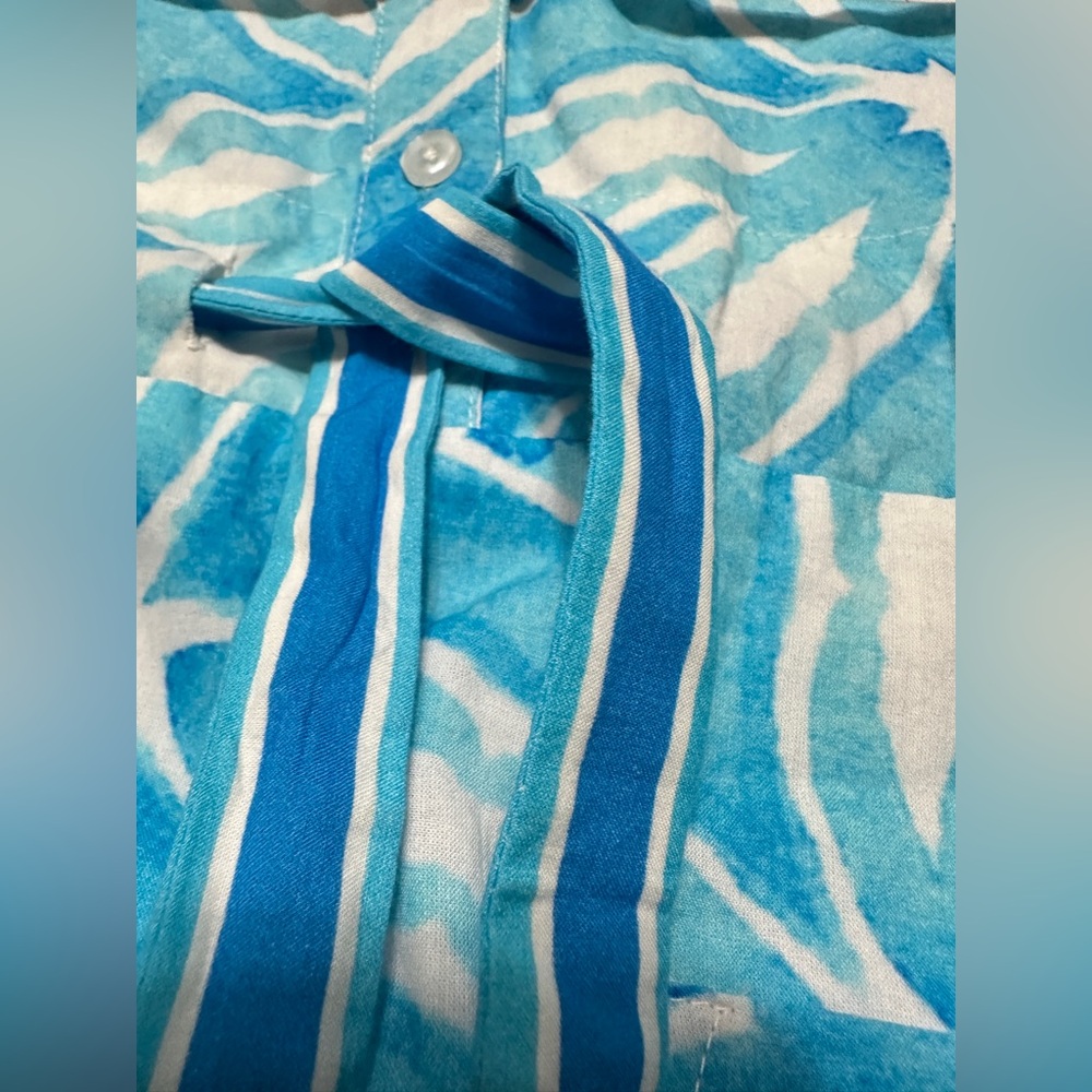 New Never Worn SZ S Islapayal Vibrant Blue Midi Shirt Dress tie waist - Picture 9 of 11